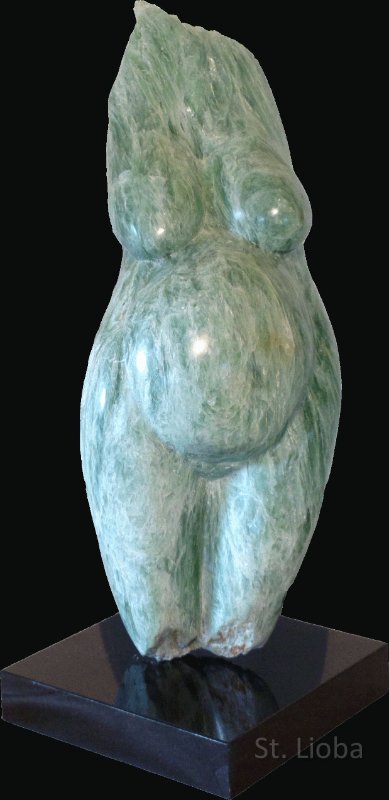 zwangerevrouw Nieuw leven, barmhartigheid, groene india speksteen, 80 cm
