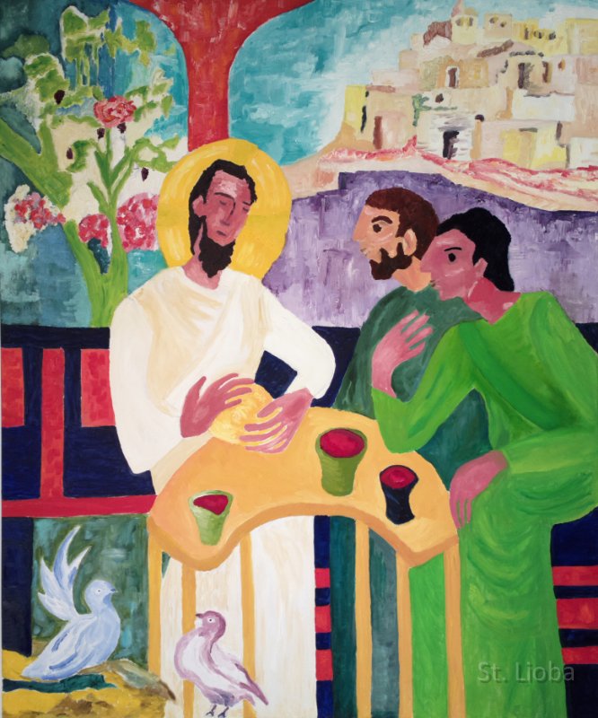 jezus Emmausgangers. Olieverf
80 cm x 100 cm